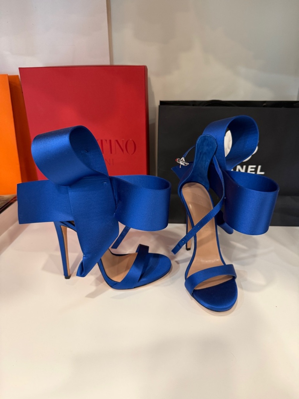 Aminah Abdul Jullil Open Toe Blue Bow Pump